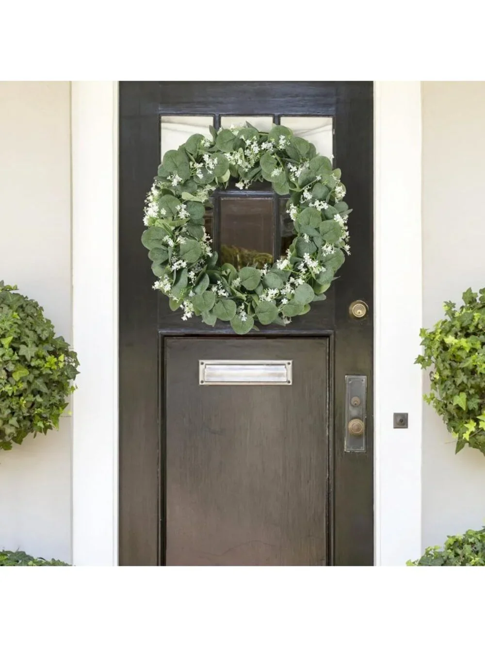 Eucalyptus Garland with White Flowers - 4 Packs, 5.9ft Faux Plant Vines Decor